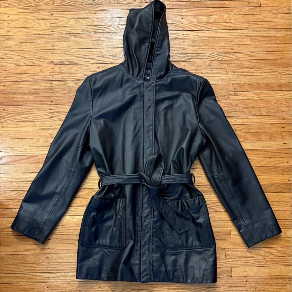 Colebrook & Co Black Leather Trench Coat